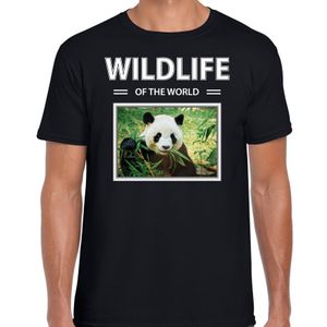 Panda t-shirt met dieren foto wildlife of the world zwart voor heren