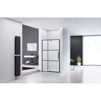 Van Rijn Products ST04 Nisdeur zwart incl. glasbehandeling 6mm glas, 2 lijnen zeefdruk L/R draaiend 1380-1400 x 2000 ST04300140 Van Rijn Products ST04 Nisdeur zwart incl. glasbehandeling 6mm glas, 2 lijnen zeefdruk L/R draaiend 1380-1400 x 2000 ST04300140