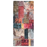 VidaXL Vloerkleed wasbaar anti-slip patchwork 80x300 cm meerkleurig