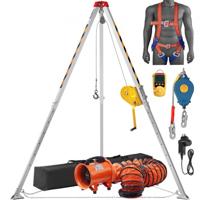 VEVOR Confined Space-statiefset Lier van 2500 pond Confined Space-statief met poten van 2,4 meter en kabel van 30 meter Reddingsstatief voor besloten ruimte met valbeschermingsriem Blower Statief voor besloten ruimte