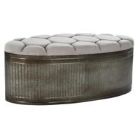 Kruk DKD Home Decor Beige Metaal Polyester Donkerbruin (121 x 44 x 47,5 cm)
