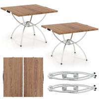 2-Pack Opvouwbare Campingtafel Uitschuifbare Lichtgewicht Picknicktafel met Houtnerf Tafelblad Aluminium Frame Draagtas