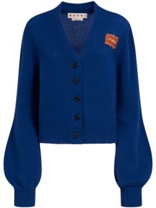 Marni cardigan en cachemire à patch logo - Bleu