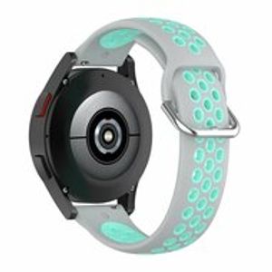 Siliconen sportbandje met gesp - Grijs + turquoise - Samsung Galaxy Watch 5 (Pro) - 40mm / 44mm / 45mm