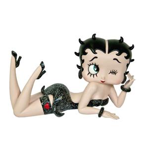 Betty Boop Beeldje Liggend Zwart Glitter