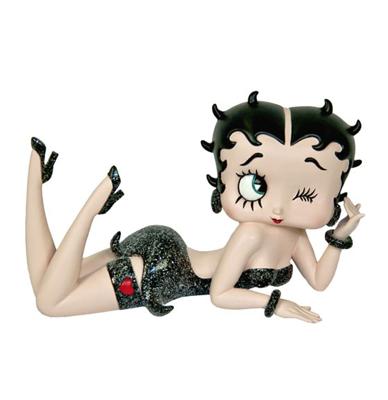Betty Boop Beeldje Liggend Zwart Glitter