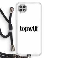 Topwijf Wit: Samsung Galaxy A22 4G Transparant Hoesje met koord