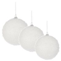 60x stuks kerstversiering witte sneeuw effect kerstballen 5-6-7 cm - thumbnail