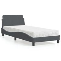 Bed met matras "Dover" fluweel donkergrijs 90x200 cm