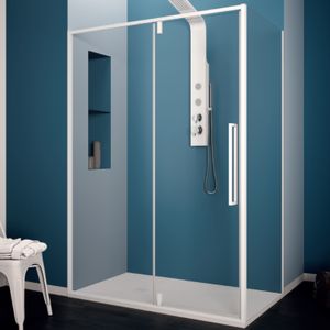 Douchecabine Lacus Murano Klapdeur 90x200 cm 6 mm Met Zijwand Helder Glas Wit