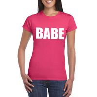 Babe tekst t-shirt roze dames - thumbnail