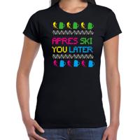 Apres ski t-shirt voor dames - apres ski you later - zwart - kleurrijk - wintersport - thumbnail