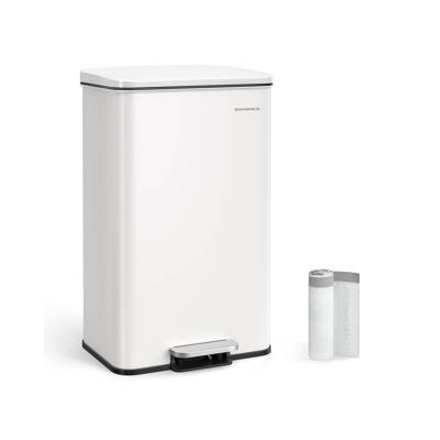 Stalen afvalbak met deksel, Wit