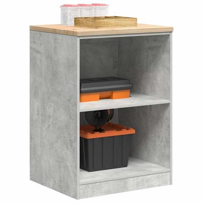 Garagekast 60x51x85 cm massief grenenhout betongrijs