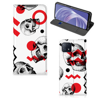 Mobiel BookCase OPPO A73 5G Skull Red