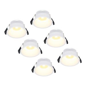 6x Finn Dimbare LED inbouwspot - 10 Watt - Plafondspot - 2700K warm wit - 900 Lumen - Binnen & buiten - Verzonken spot - Wit