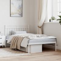 Bedframe met hoofdbord metaal wit 100x200 cm