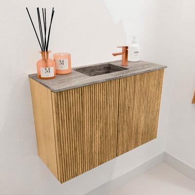 Toiletmeubel Mondiaz Joya Dlux | 60 cm | Meubelkleur Oak | Faye wastafel Oza Wasbak Midden | 1 kraangat