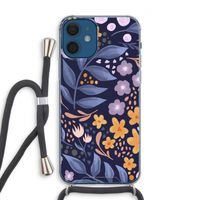 Flowers with blue leaves: iPhone 12 Transparant Hoesje met koord