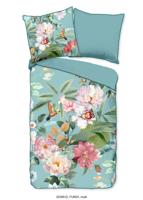 Descanso Dekbedovertrek "bloemen" - Multi - (155x220 cm) - Biologisch Katoen satijn