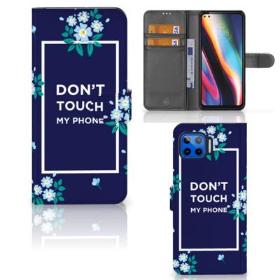 Motorola Moto G 5G Plus Portemonnee Hoesje Flowers Blue DTMP Motorola Moto G 5G Plus Portemonnee Hoesje Flowers Blue DTMP