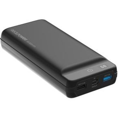 RealPower PB-30k PD powerbank 30000 mAh Zwart
