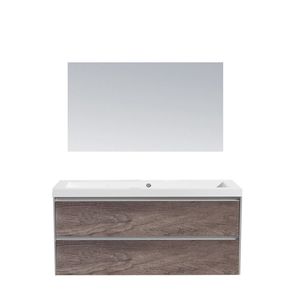 Badkamermeubel Sanilux PL 120 Greeploos Incl Spiegel En Wastafel Century Oak Multiplex 120x47x50 cm Sanilux