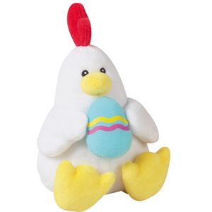 Pluche witte kip knuffel met paasei 16 cm   -