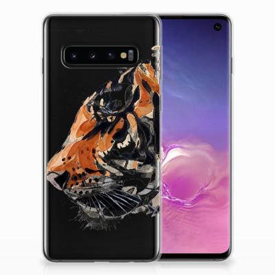 Smartphone hoesje Samsung Galaxy S10 Watercolor Tiger