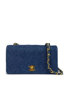 CHANEL Pre-Owned mini sac porté épaule Full Flap (1990) - Bleu