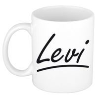 Naam cadeau mok / beker Levi met sierlijke letters 300 ml - thumbnail