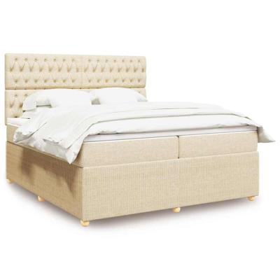 Boxspring met matras stof crèmekleurig 200x200 cm