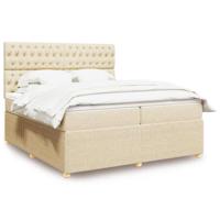 Boxspring met matras stof crèmekleurig 200x200 cm