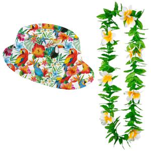 Carnaval verkleed set - Tropische Hawaii party - hoed met bloemenslinger - volwassenen