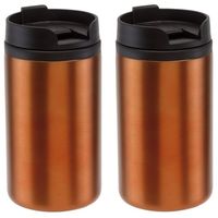 2x Thermosbekers/warmhoudbekers metallic oranje 290 ml