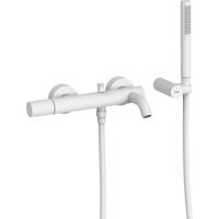 Badkraan Tres Study | Opbouw | Mengkraan | Incl.Handdoucheset | 2-weg | hoh 15 cm | 1-knop | Rond | Wit mat
