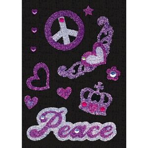 Stickervel met glitters en strass steentjes peace