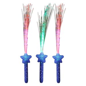 Licht toverstaf - 3x - blauw - magische LED verlichting - fiberstick stervormig