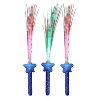 Licht toverstaf - 3x - blauw - magische LED verlichting - fiberstick stervormig - thumbnail