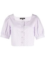 tout a coup chemise crop à broderie anglaise - Violet