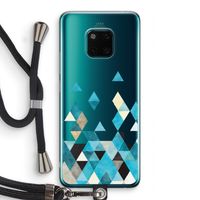 Gekleurde driehoekjes blauw: Huawei Mate 20 Pro Transparant Hoesje met koord