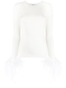 MANURI blouse Elektra ornée de plumes - Blanc