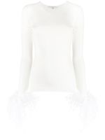 MANURI blouse Elektra ornée de plumes - Blanc