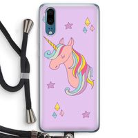 Roze eenhoorn: Huawei P20 Transparant Hoesje met koord
