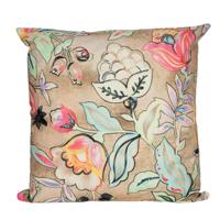 Sierkussen voor binnen en buiten - wild flowers - beige - 60 x 60 cm - tuinkussen