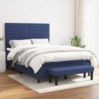Boxspring met matras stof blauw 140x190 cm