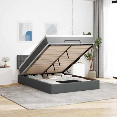 Bed met matras 140x200 cm stof donkergrijs