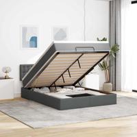 Bed met matras 140x200 cm stof donkergrijs
