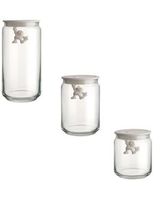 Alessi lot de trois bocaux en verre - Blanc