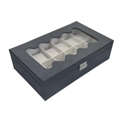 Horlogedoos Versa Zwart Polyurethaan Papier Spiegel Hout MDF 20 x 8,5 x 32,5 cm